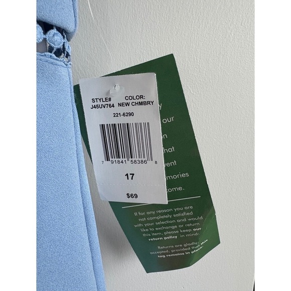 B. Smart Halter Dress - Eyelet Trim, Ruffle Hem - Party, Cocktail - Size 17 - Picture 5 of 6